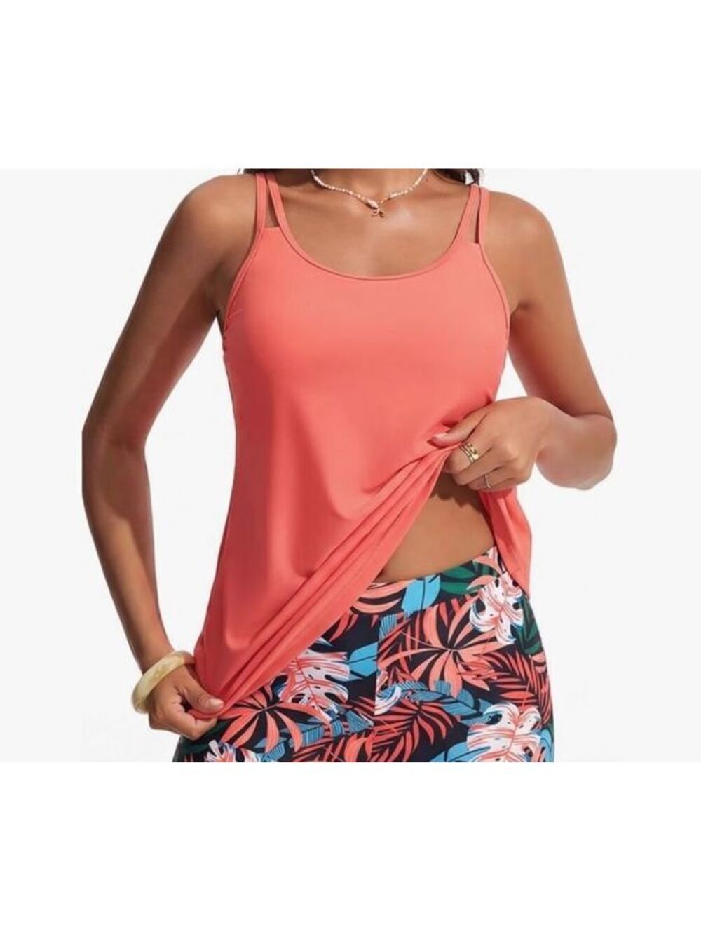 Women's Grapefruit Powder Tankini Top With Built In Bra- Size 20W
